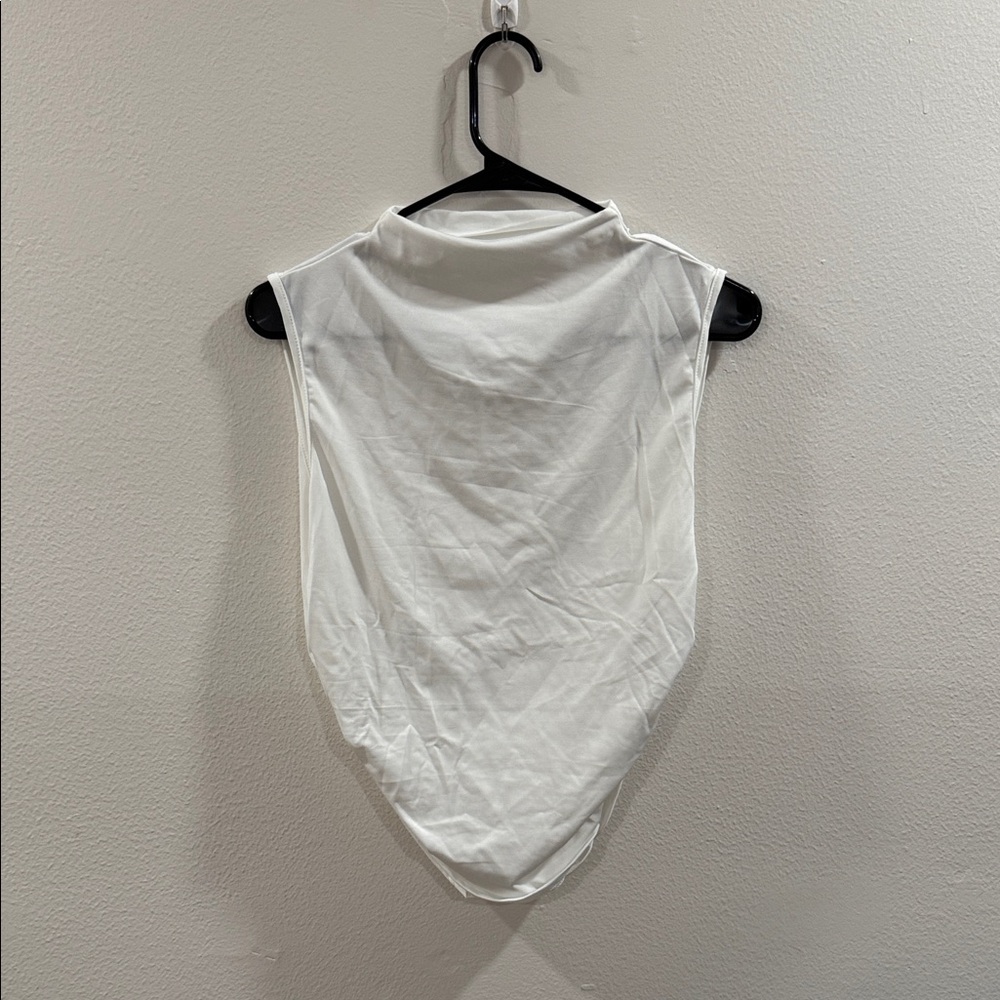 White Sleeveless Turtleneck Top